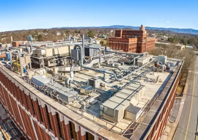 Rooftop view of the HVAC system at UPM Pharmaceuticals