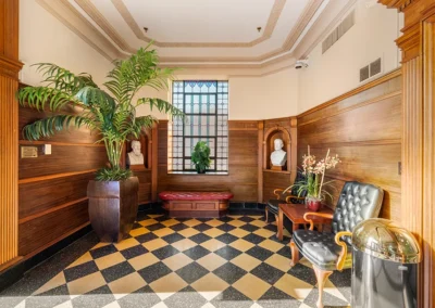 Interior view of entrance at UPM Pharmaceuticals