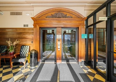 Interior view of doorway and entrance at UPM Pharmaceuticals