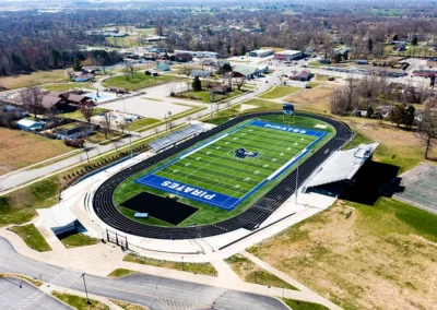 Aerial view of high school football stadium