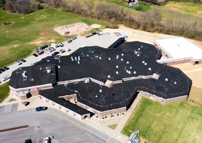 Aerial view of elementary school building